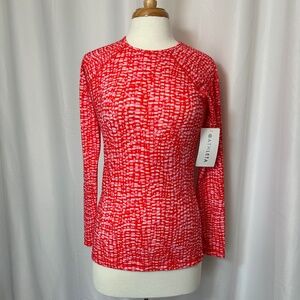 NWT ATHLETA POINT BREAK RASHGUARD PINK PRINT SHIRT - SIZE MEDIUM